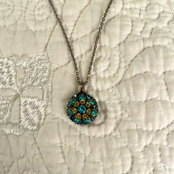 Mariana Guardian Angel Necklace with Blue & Gold Swarovski Crystals - Picture 1 of 3